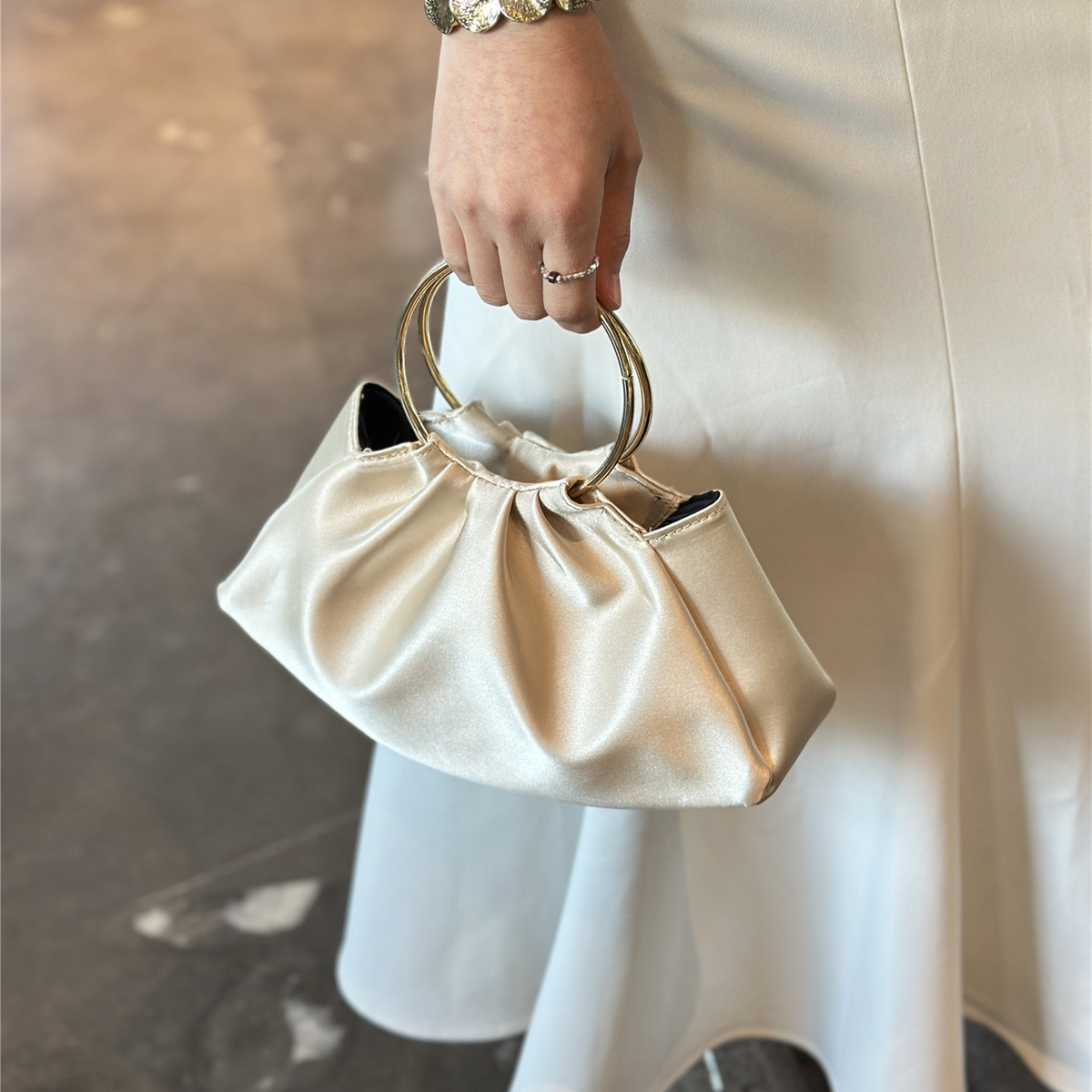 Vintage Satin Pleated Clutch Crossbody Bag