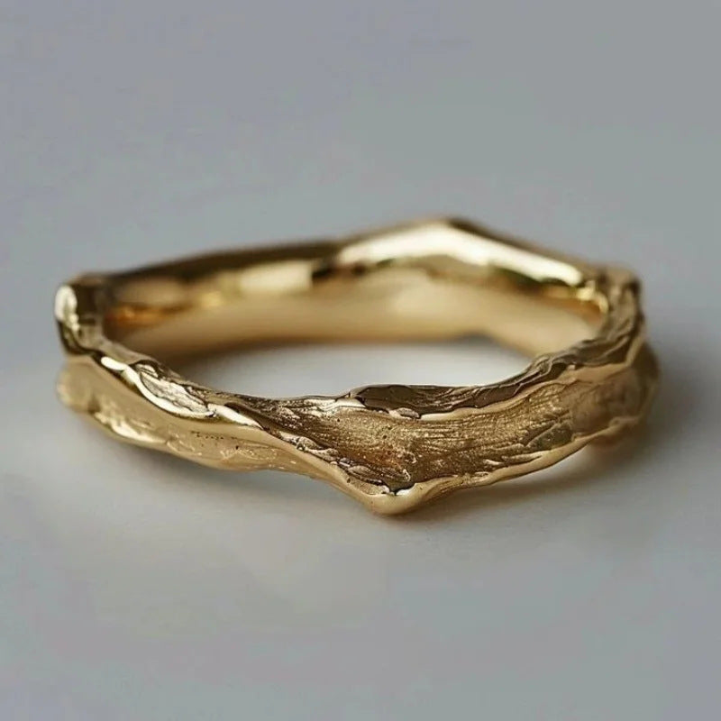 Geometric Gold Plated Brass Band Ring