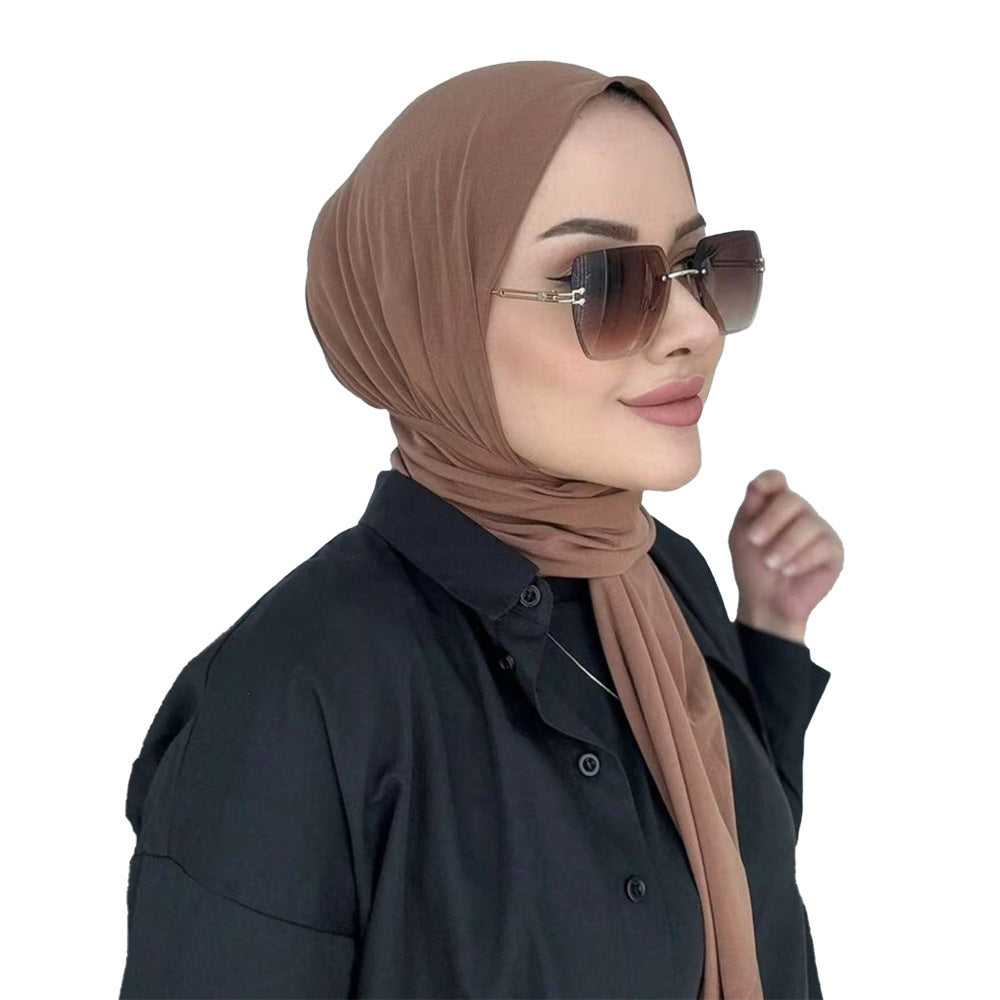 Pure color headscarf hat woman