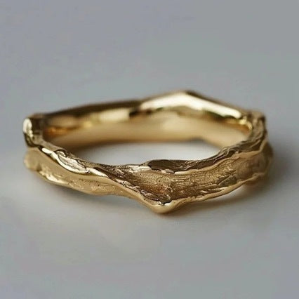 Geometric Gold Plated Brass Band Ring