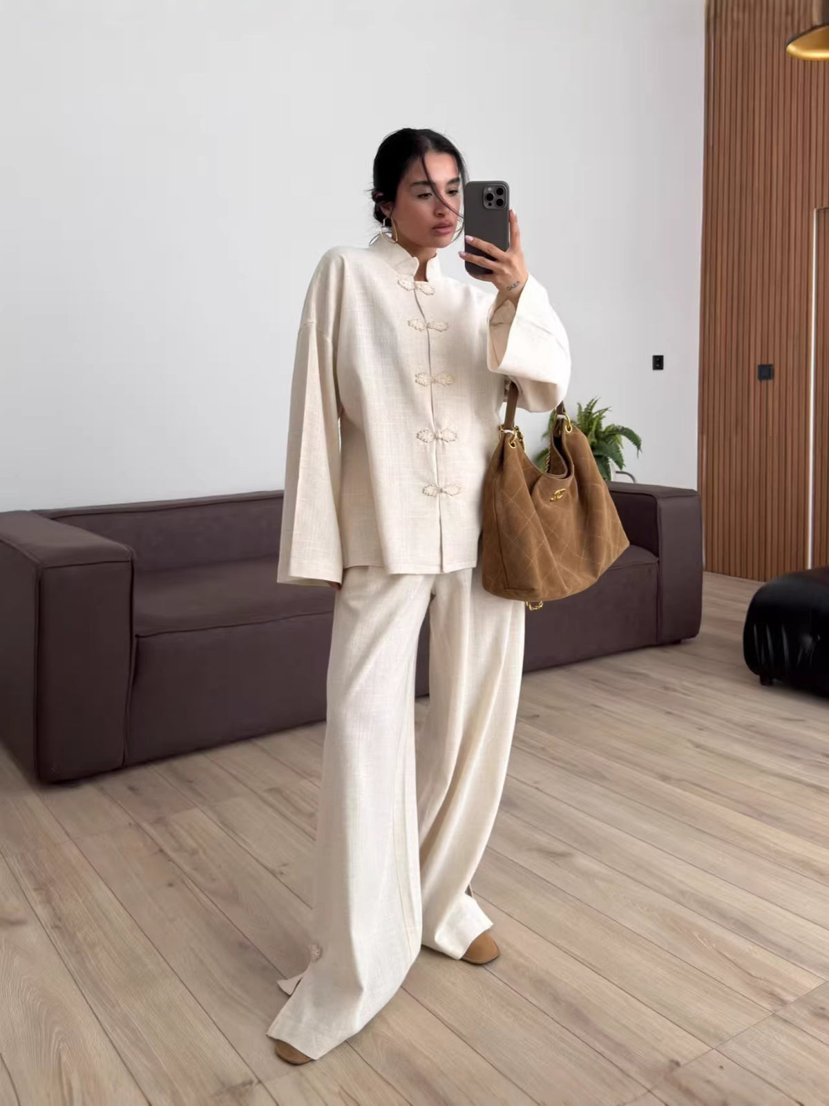 Loose Fit Retro Long Sleeve Shirt Set