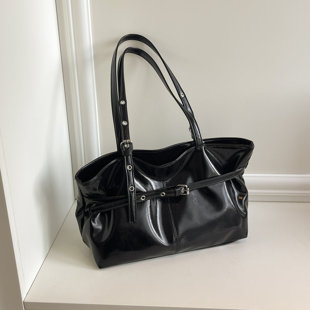 Retro Korean Style Underarm Bag with Belt Buckle