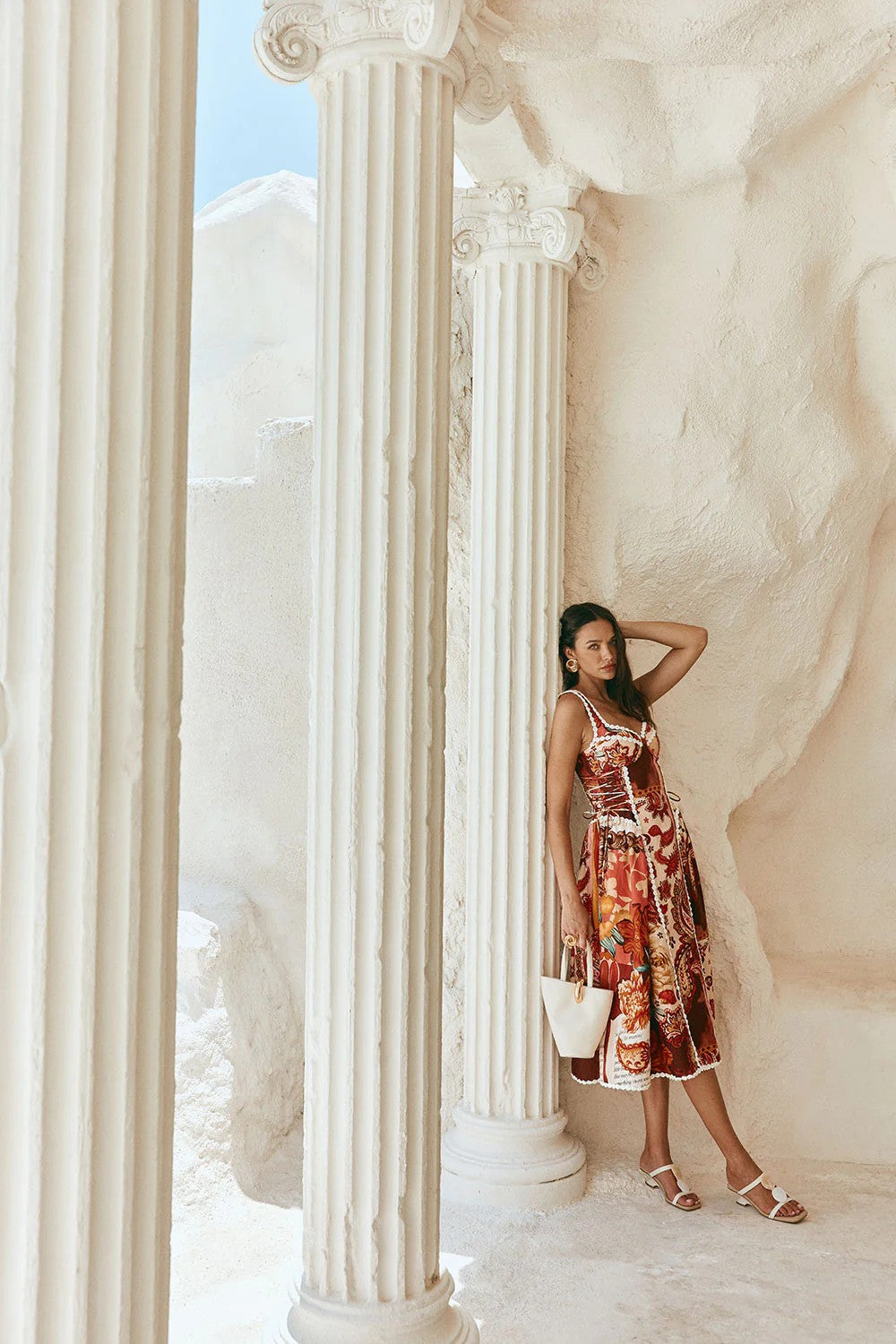 Floral Linen Blend Patchwork Dress with Spaghetti Straps
