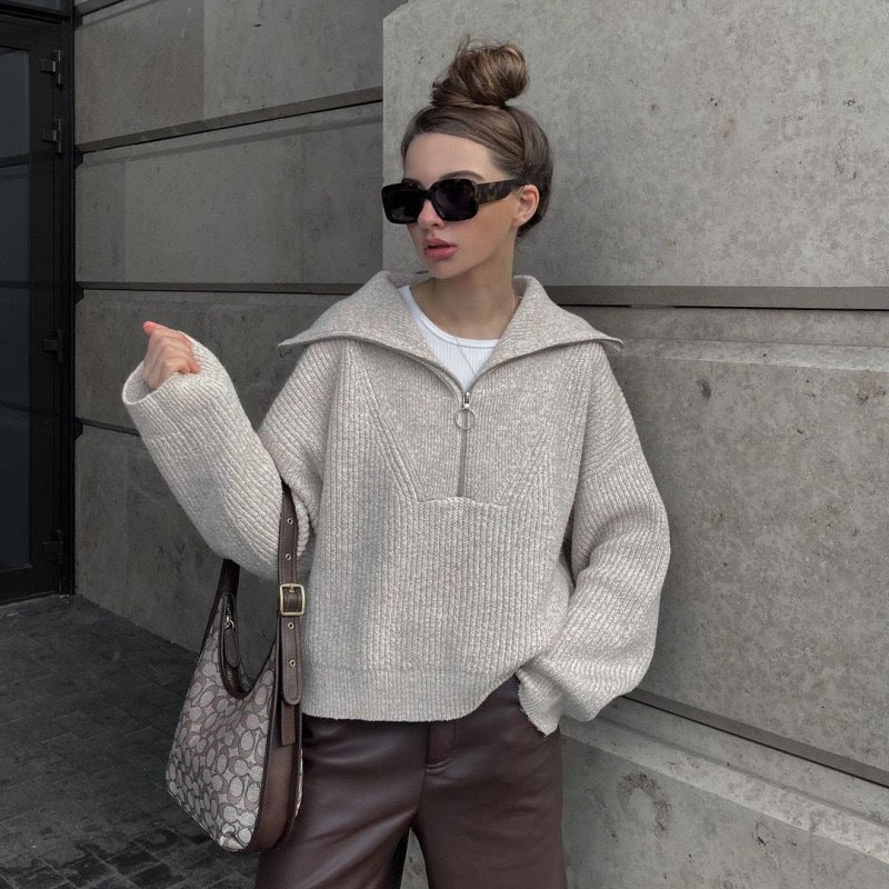 Womens Retro V-Neck Knit Sweater