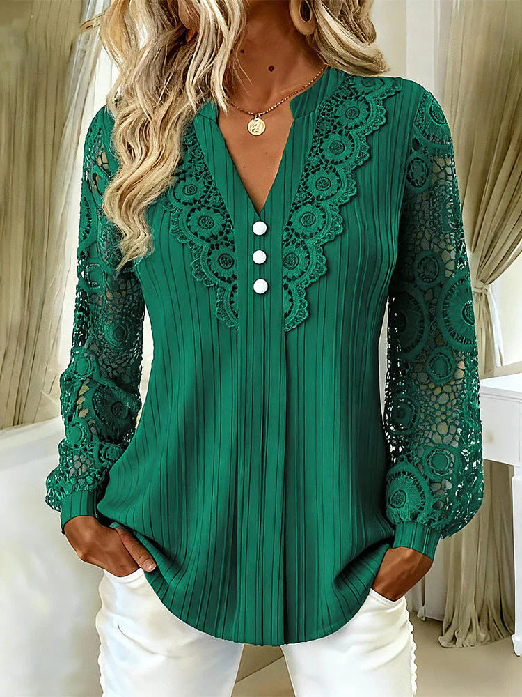 V-Neck Lace Blouse