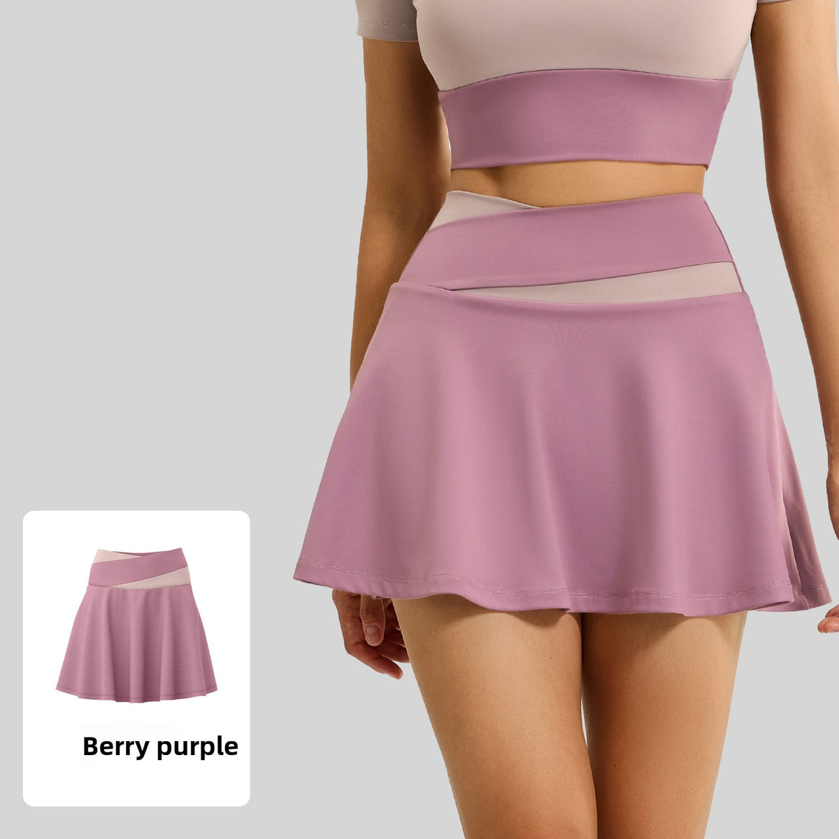 Color Block Sports Skirt with Shorts