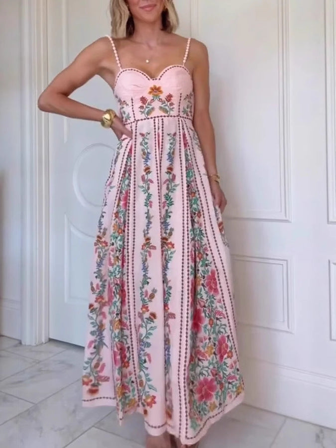 Fashionable Printed Strap Dress