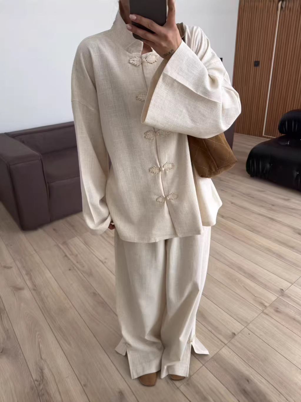 Loose Fit Retro Long Sleeve Shirt Set