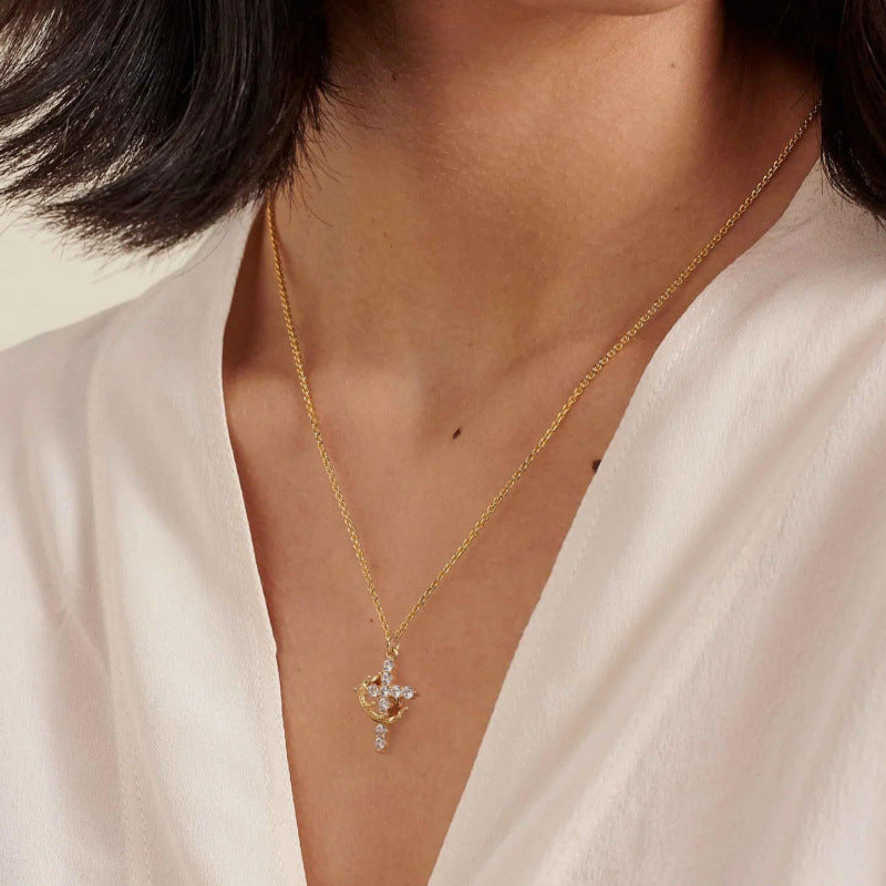 Electroplated Cross Heart Necklace