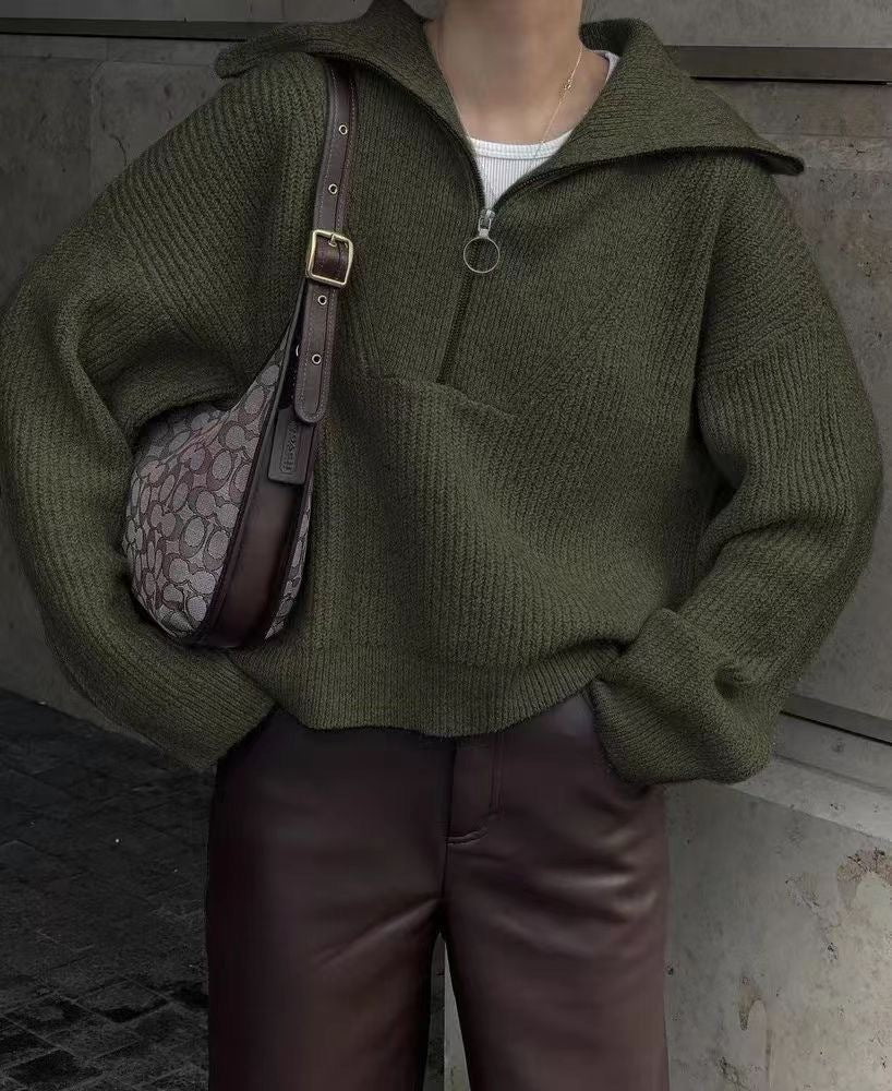 Womens Retro V-Neck Knit Sweater