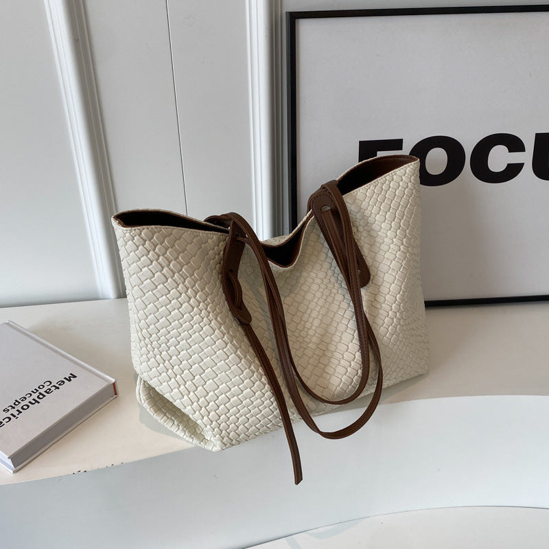 Woven Shoulder Tote Bag