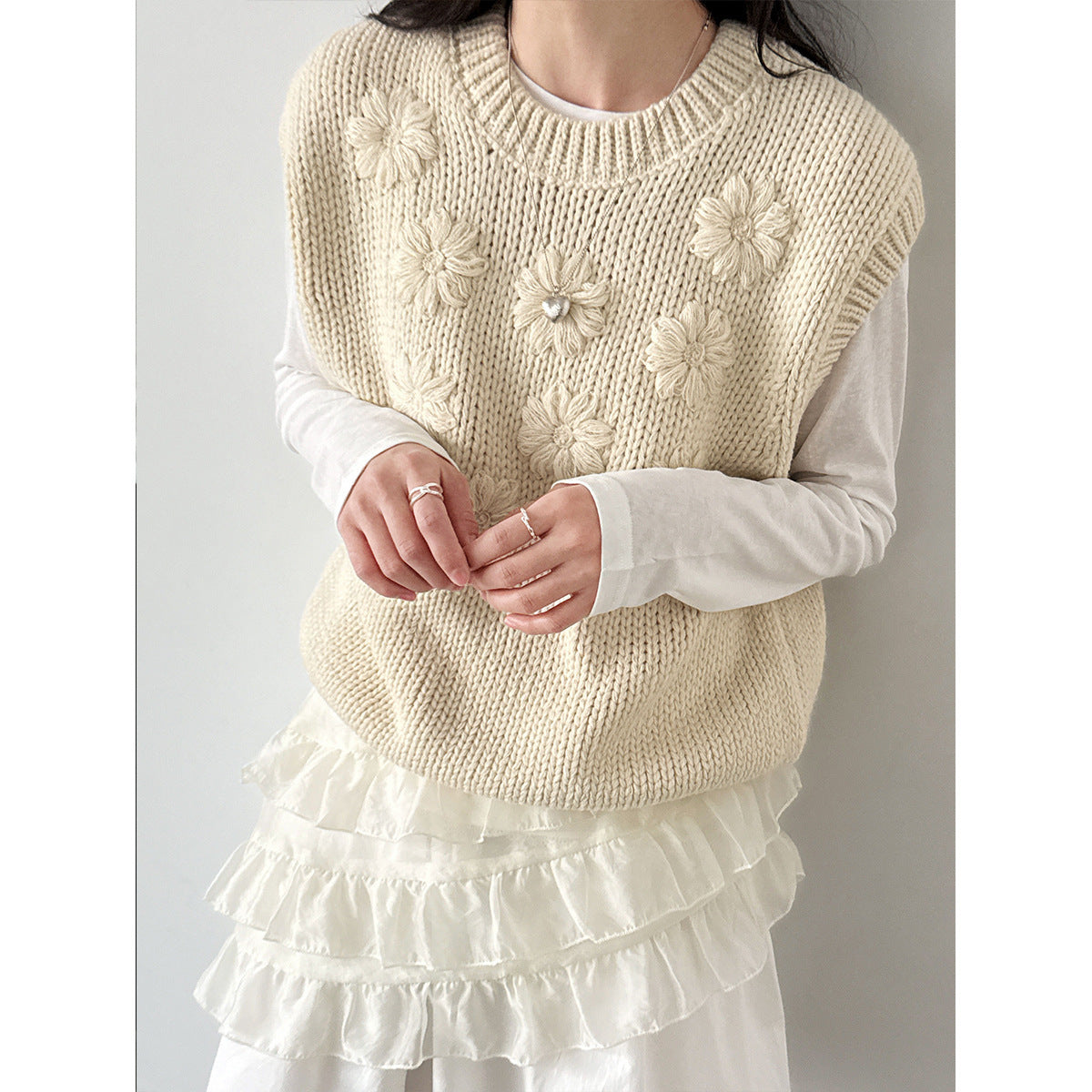 Women Lace Knit Vest