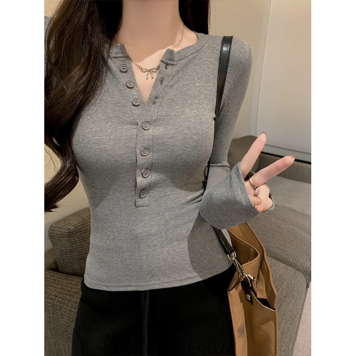 Button-Up Long Sleeve T-Shirt