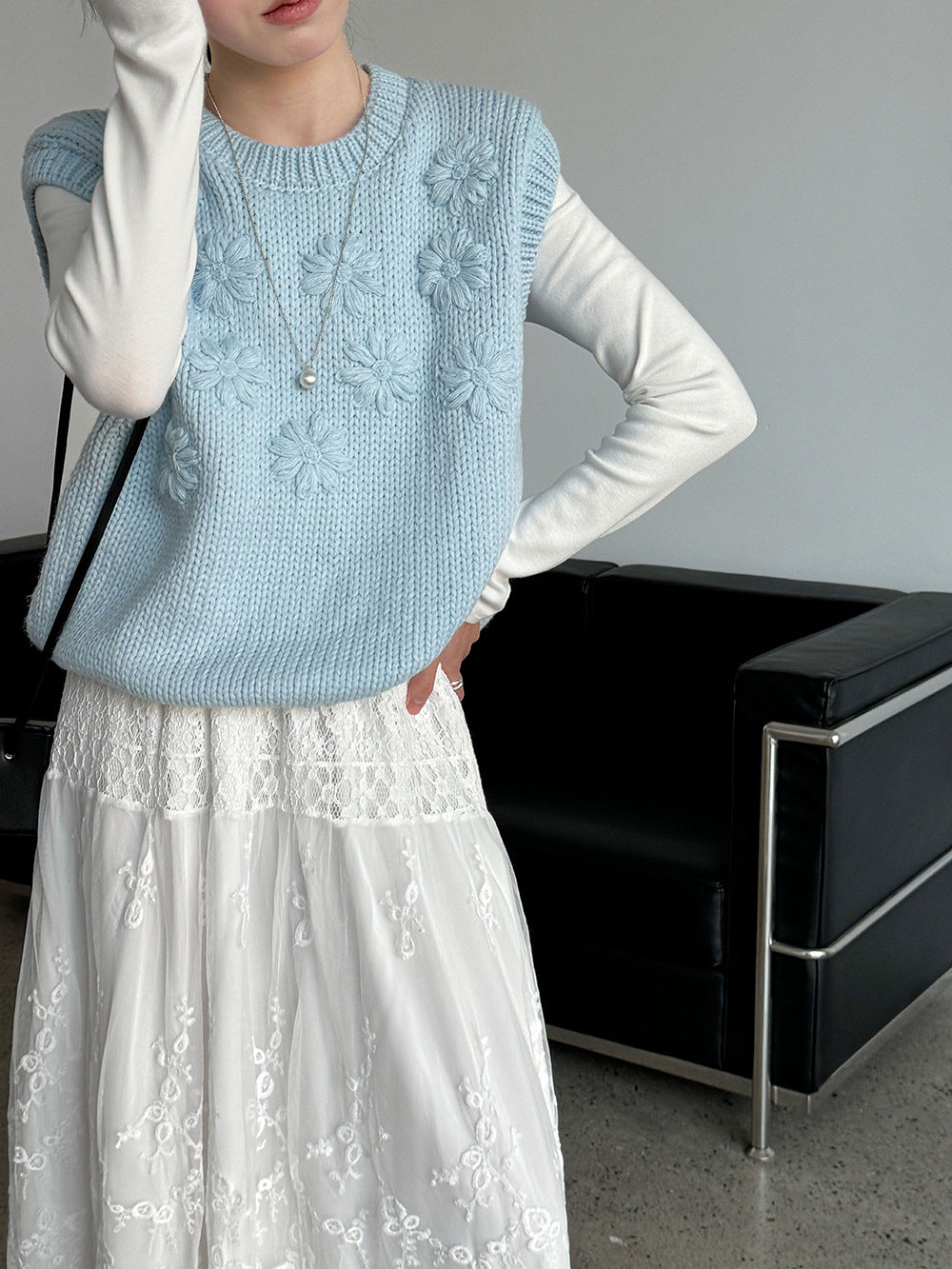 Women Lace Knit Vest