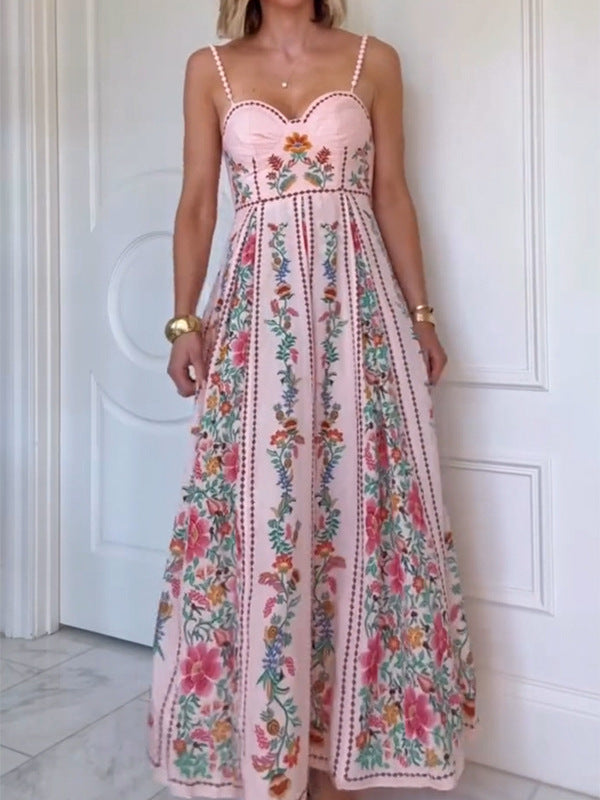Fashionable Printed Strap Dress