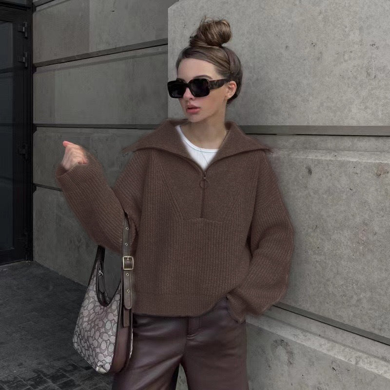 Womens Retro V-Neck Knit Sweater