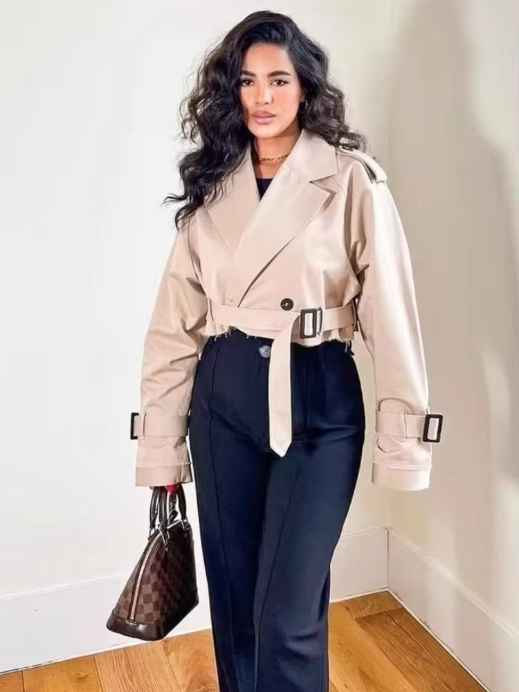 Womens Casual Frayed Edge Trench Coat