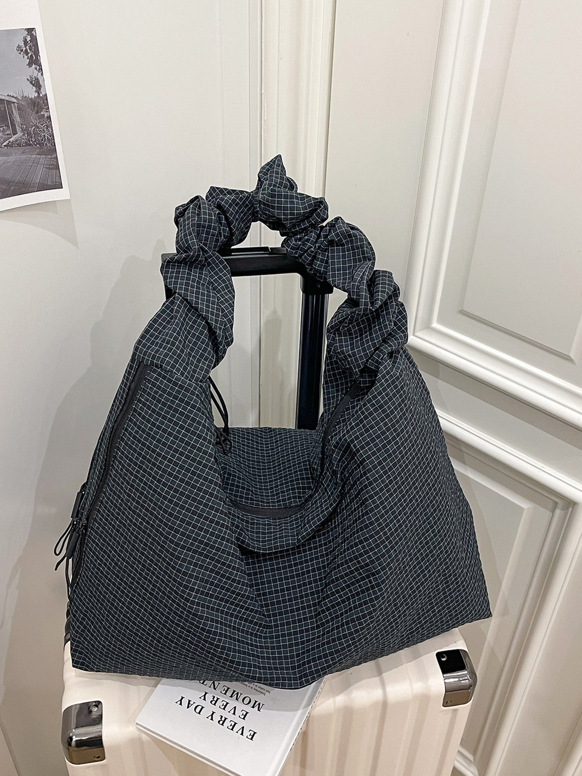 Plaid Puff Bag