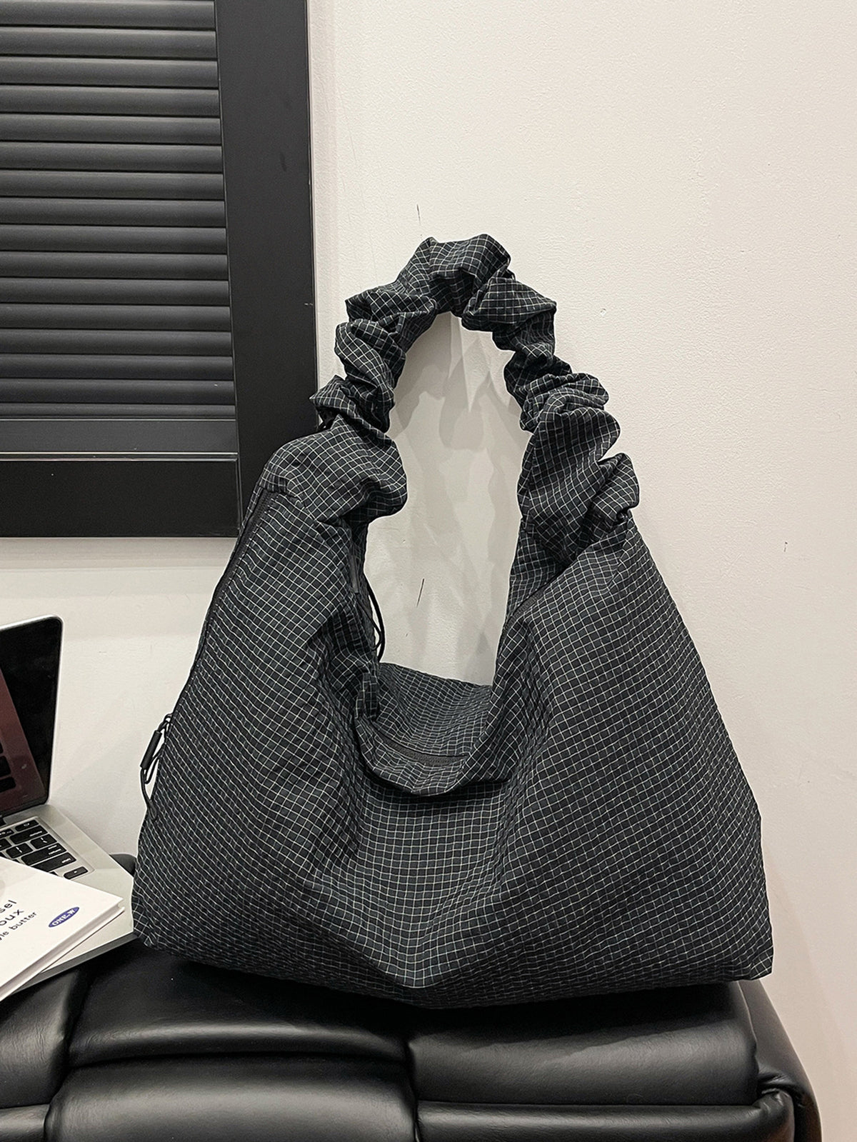 Plaid Puff Bag