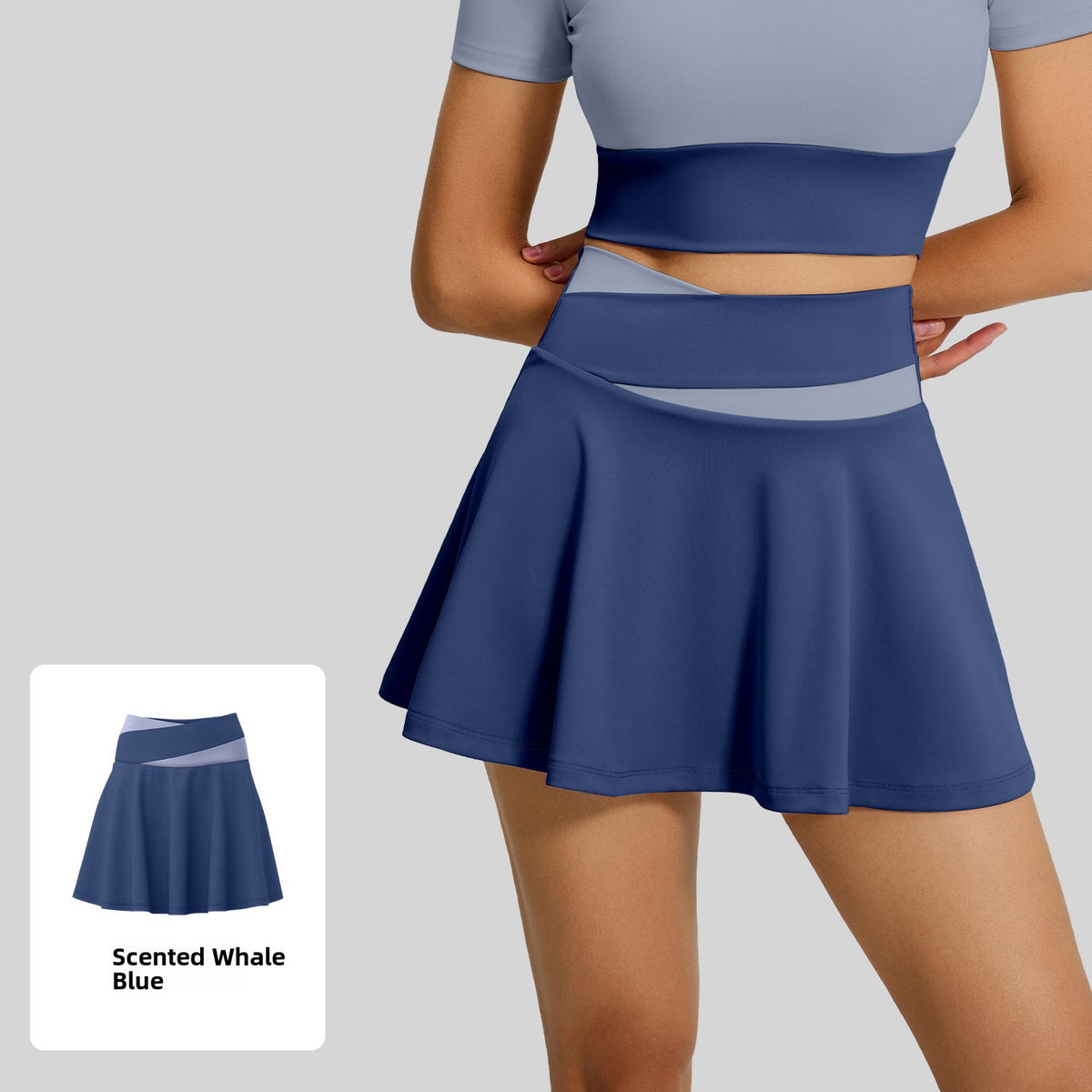 Color Block Sports Skirt with Shorts