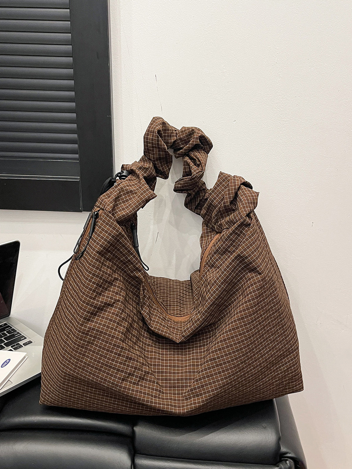 Plaid Puff Bag