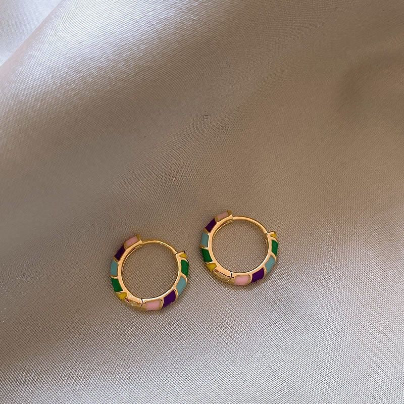 Colorful Glaze Enamel Circle Earrings