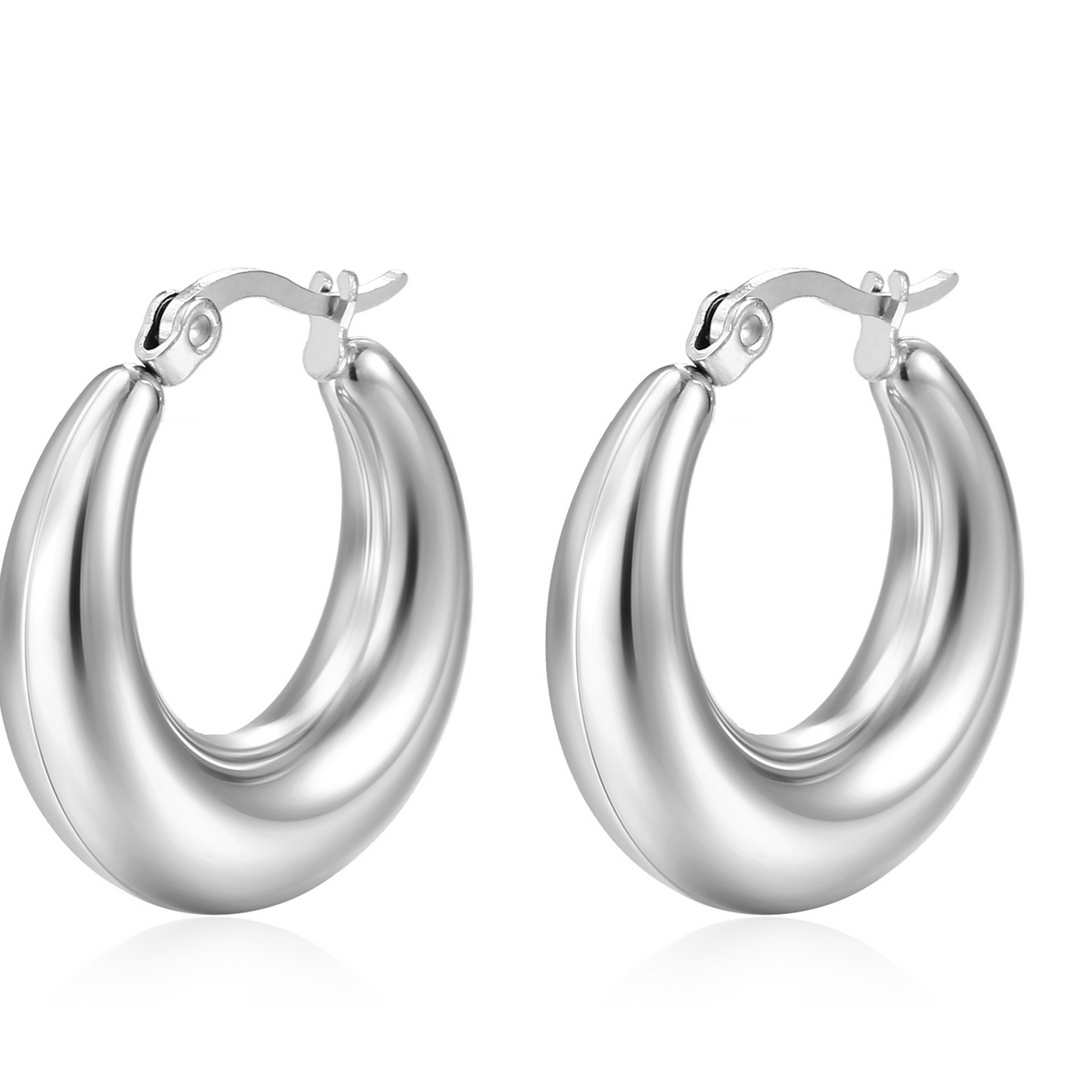 Retro Crescent Hollow Stainless Steel Earrings 18K Gold Plated Women