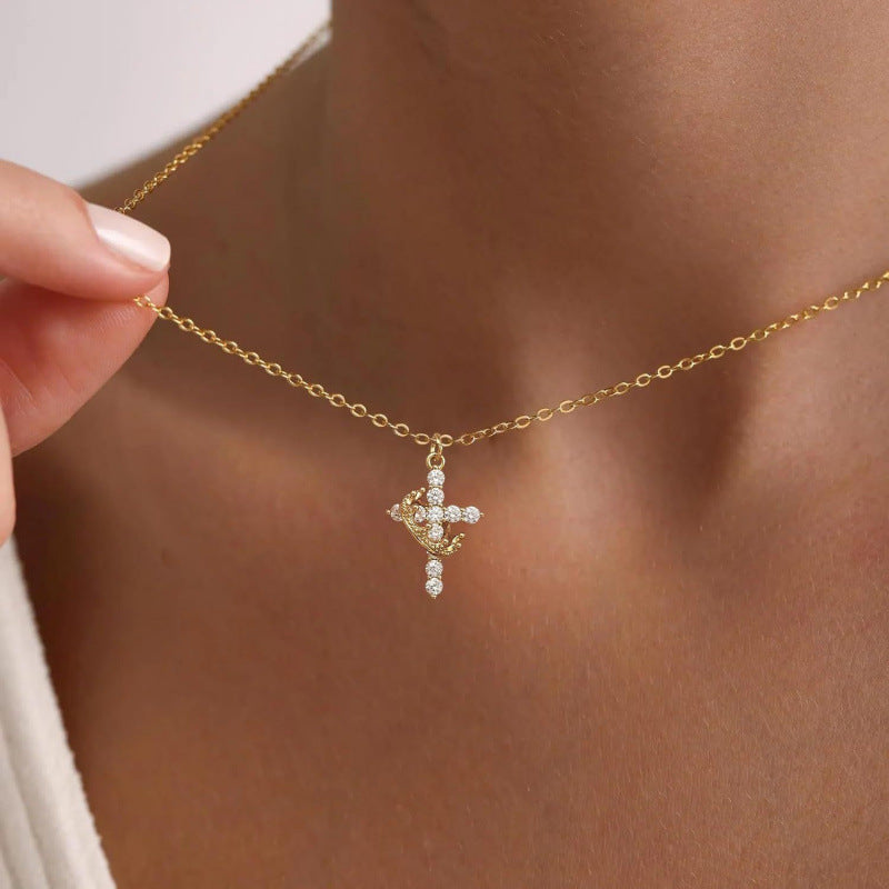 Electroplated Cross Heart Necklace