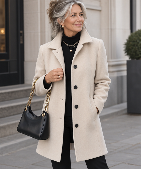 Mid-Length Wool Blend Coat