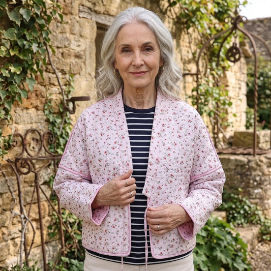 Floral-quilted cotton jacket