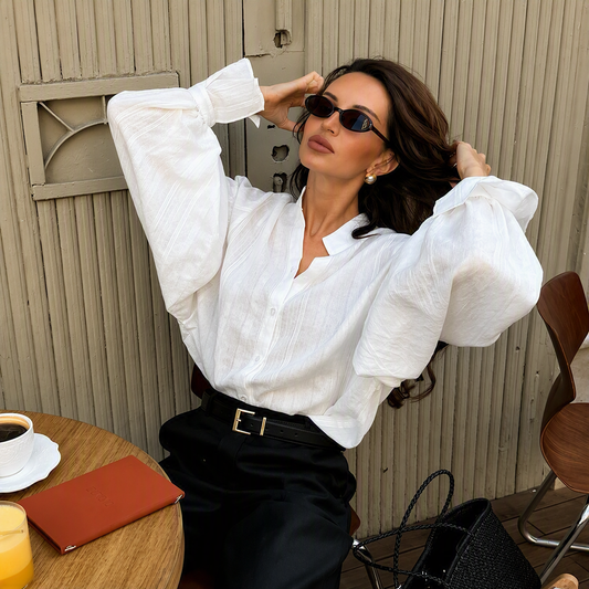 Stand Collar Loose Long Sleeve Shirt