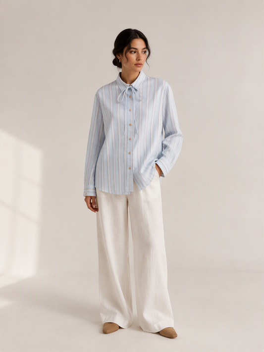 Blue Striped Loose Shirt