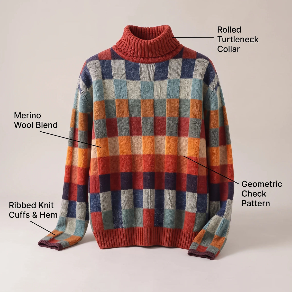 CHECKED MERINO JUMPER