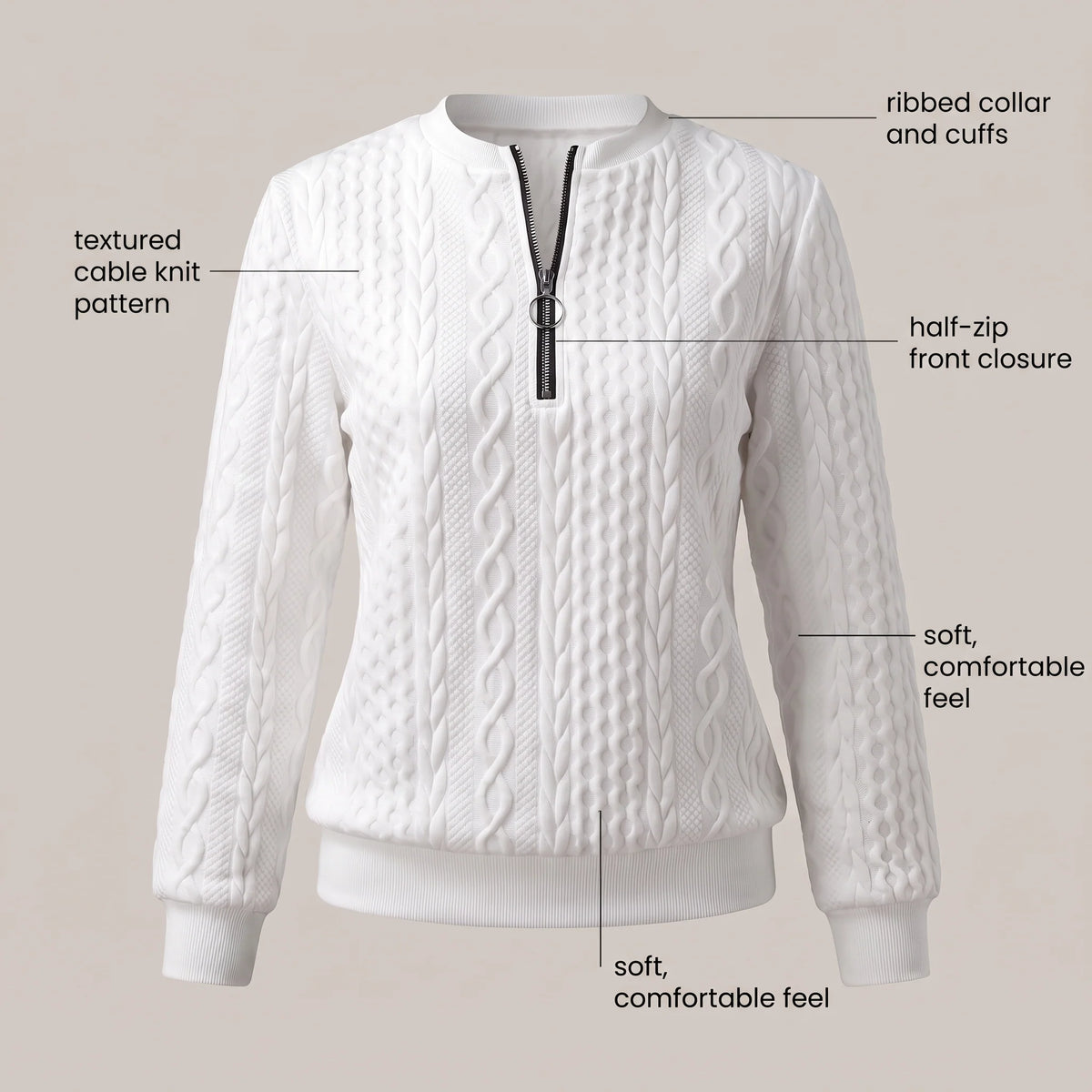 Women's Quilted Zipper Sweatshirt