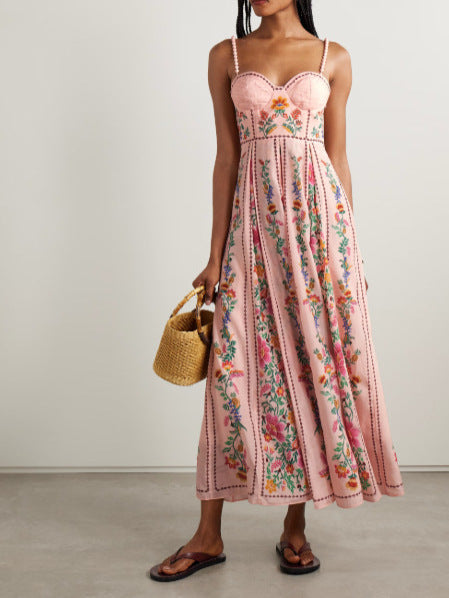 Fashionable Printed Strap Dress