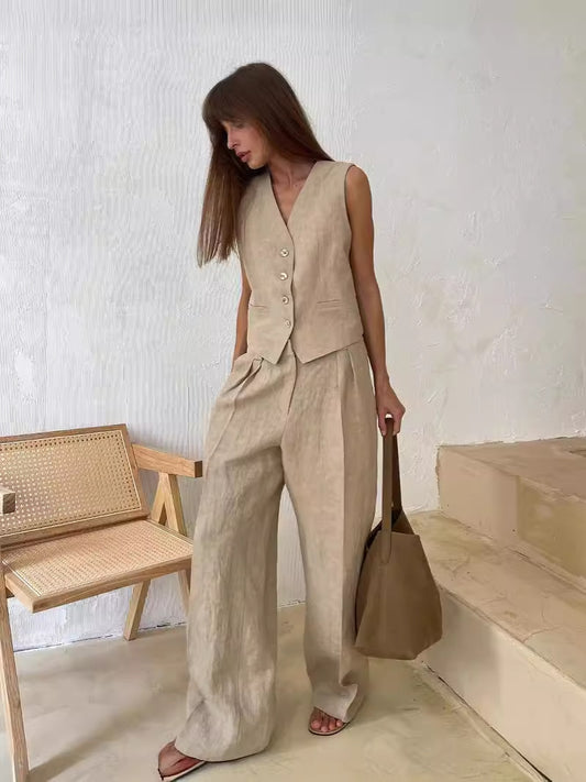Sleeveless Vest and Pants Set