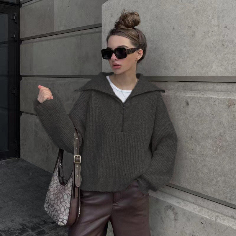 Womens Retro V-Neck Knit Sweater