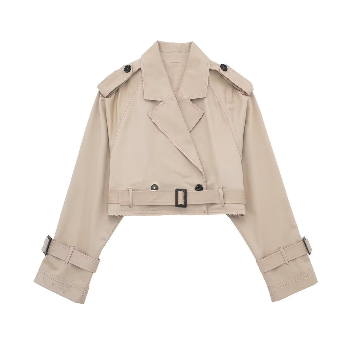 Womens Casual Frayed Edge Trench Coat