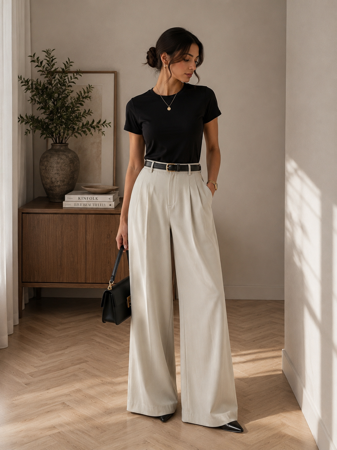 Tencel Cotton Wide Leg Pants