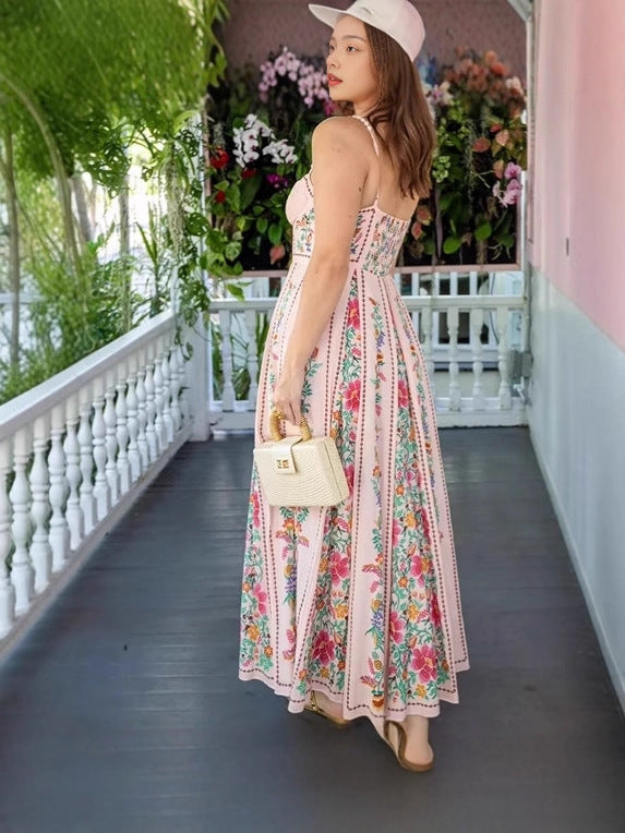 Fashionable Printed Strap Dress