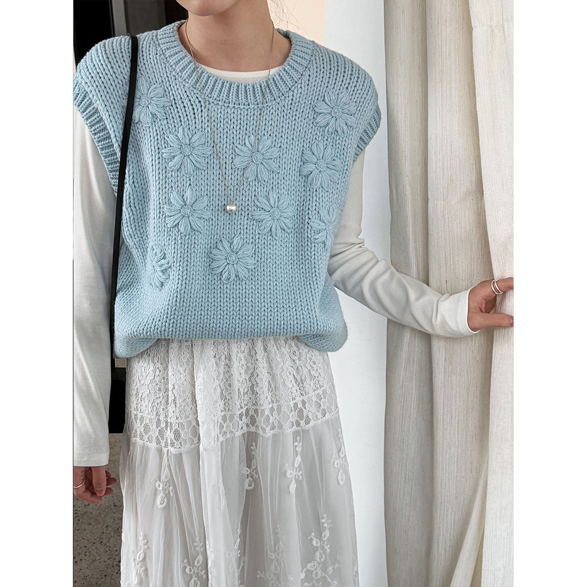 Women Lace Knit Vest