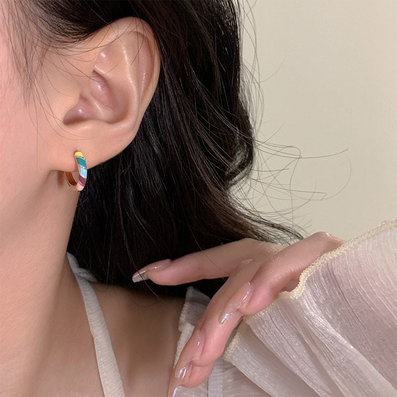 Colorful Glaze Enamel Circle Earrings