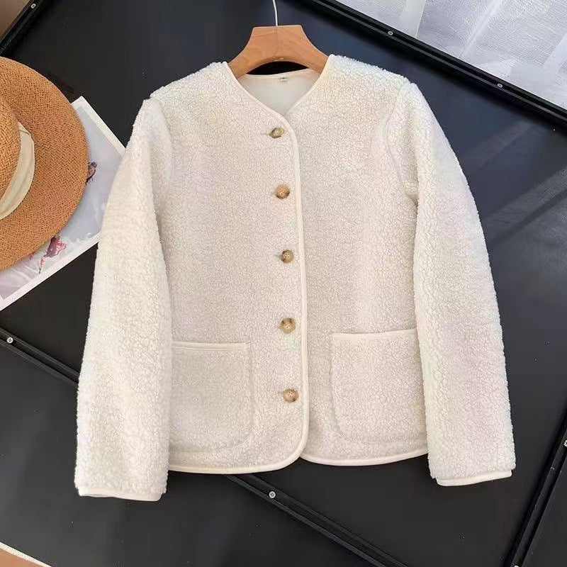 Women's imitation mohair velvet thick windproof short coat