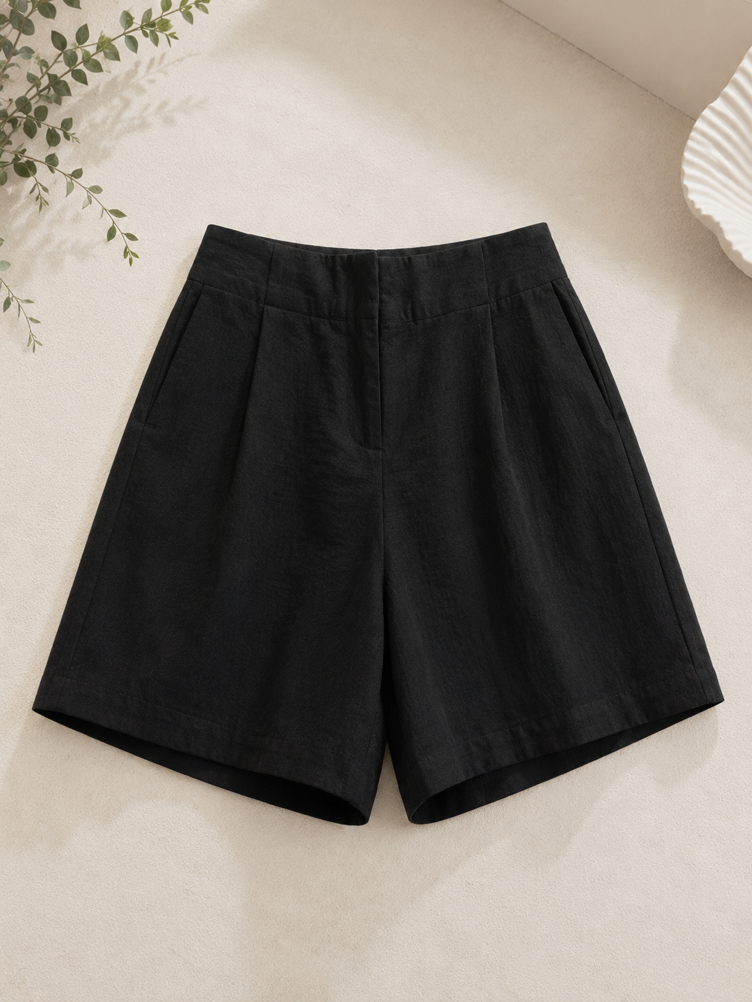 Womens Two-Tone Linen Summer Shorts