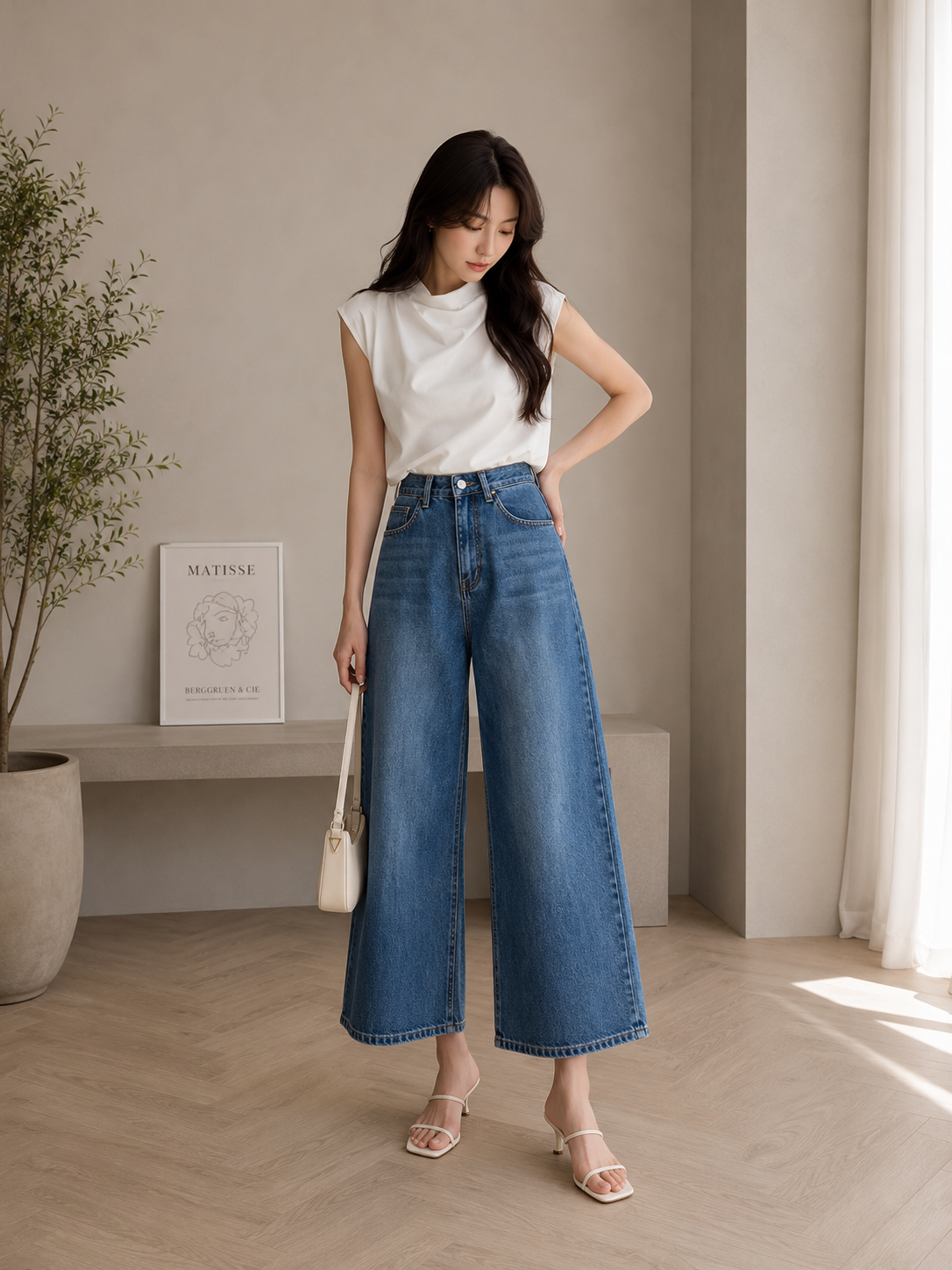 High-Waisted Slimming Wide-Leg Jeans for Women, Summer Thin Style