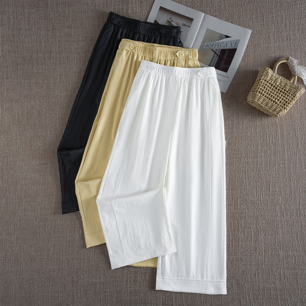 Womens High Waist Wide Leg Casual Pants