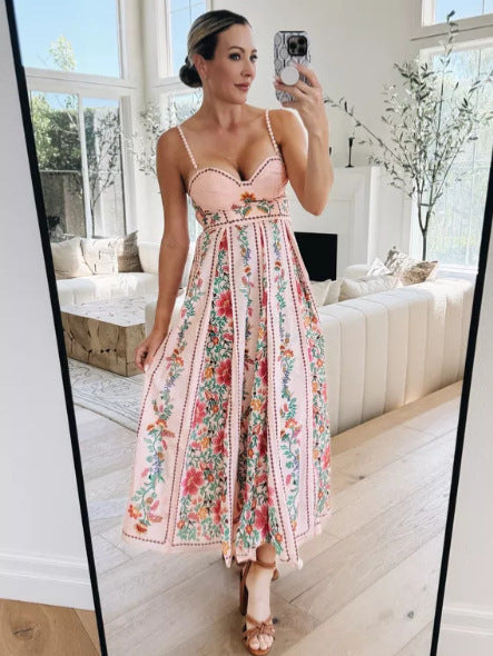 Fashionable Printed Strap Dress