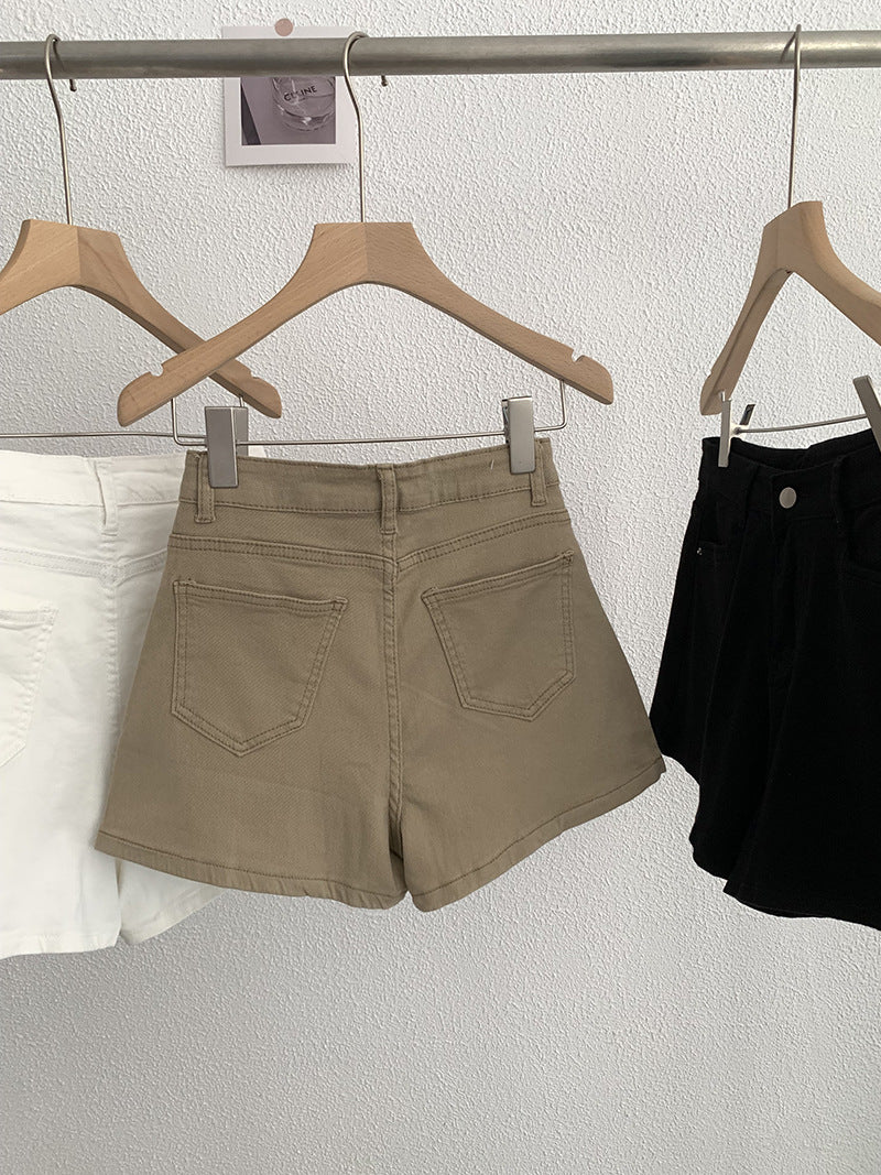 Womens High Waisted Denim A-Line Wide Leg Shorts