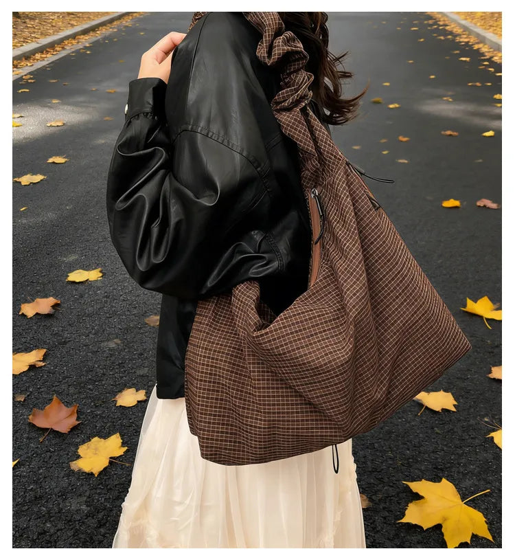 Plaid Puff Bag