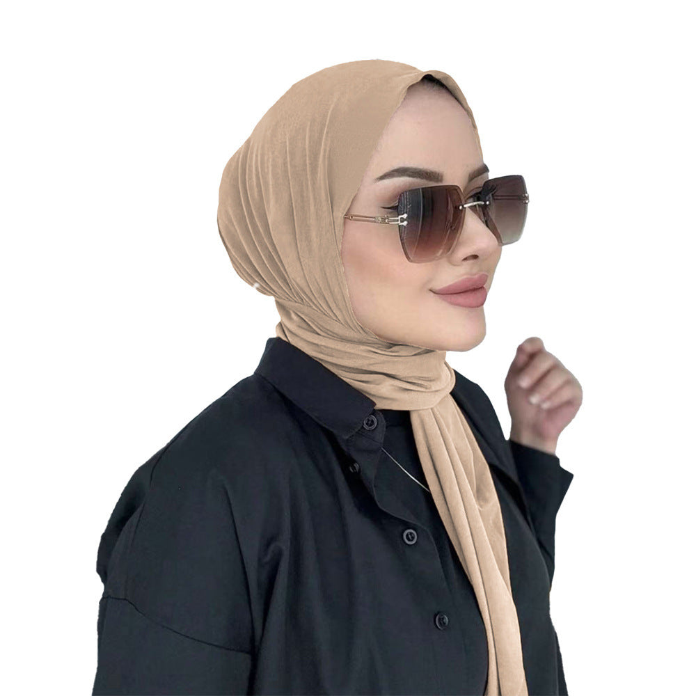 Pure color headscarf hat woman